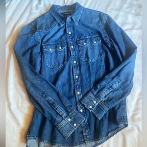 Lucky Brand x Cole Hauser Blue Casual Button Down Shirt with Western Details